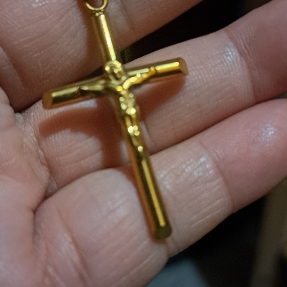Gold Crucifix Pendant Necklace Charm